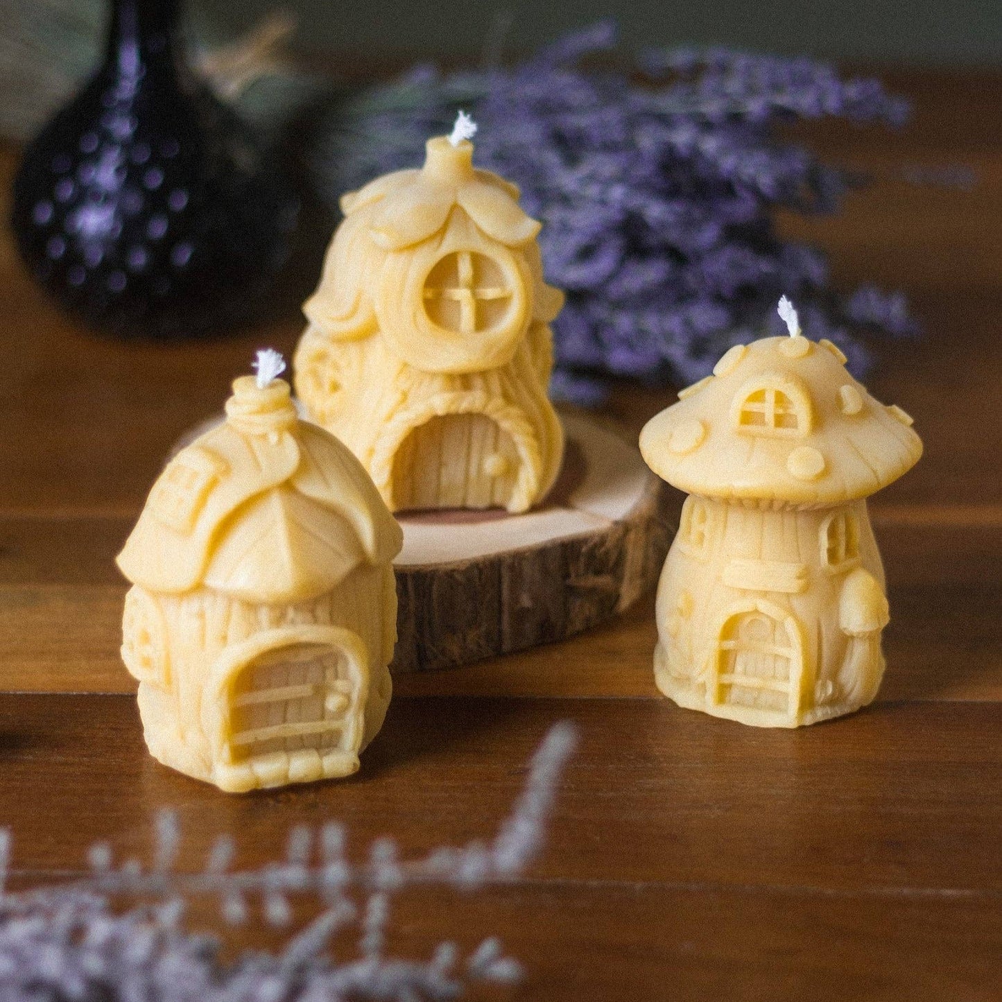 Flower Fairy House Beeswax Candle