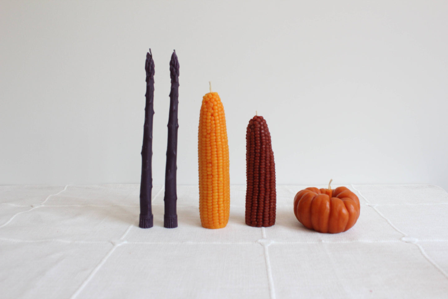 Purple Asparagus Beeswax Taper Candles | Set of 2