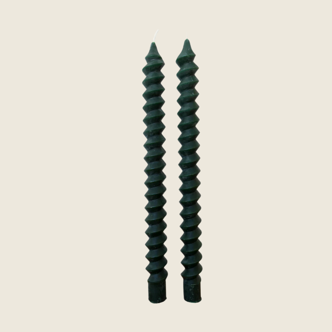 Evergreen Beeswax Taper Candles | Set of 2