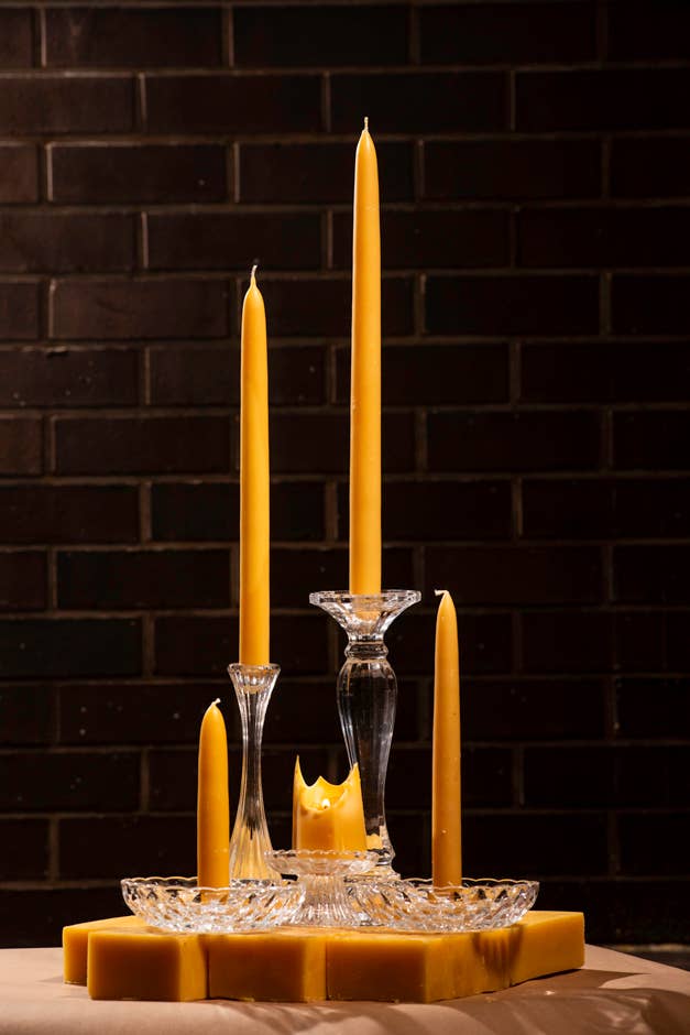 Hand-Dipped Beeswax Taper Candles | Set of 2