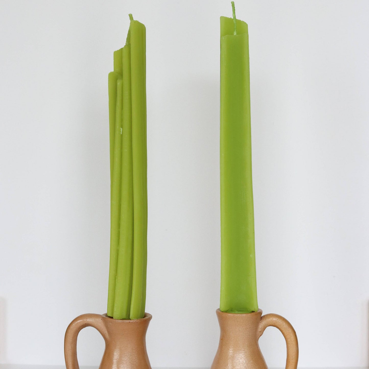 Celery Taper Beeswax Candles | Set of 2