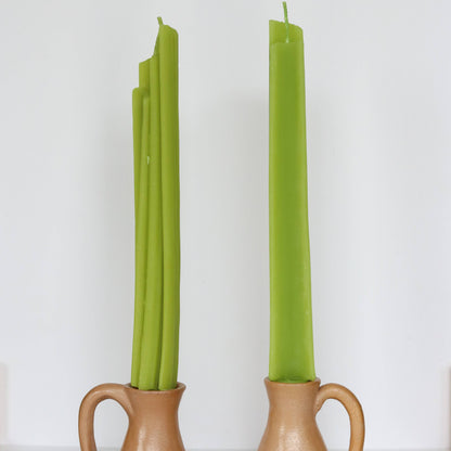 Celery Taper Beeswax Candles | Set of 2
