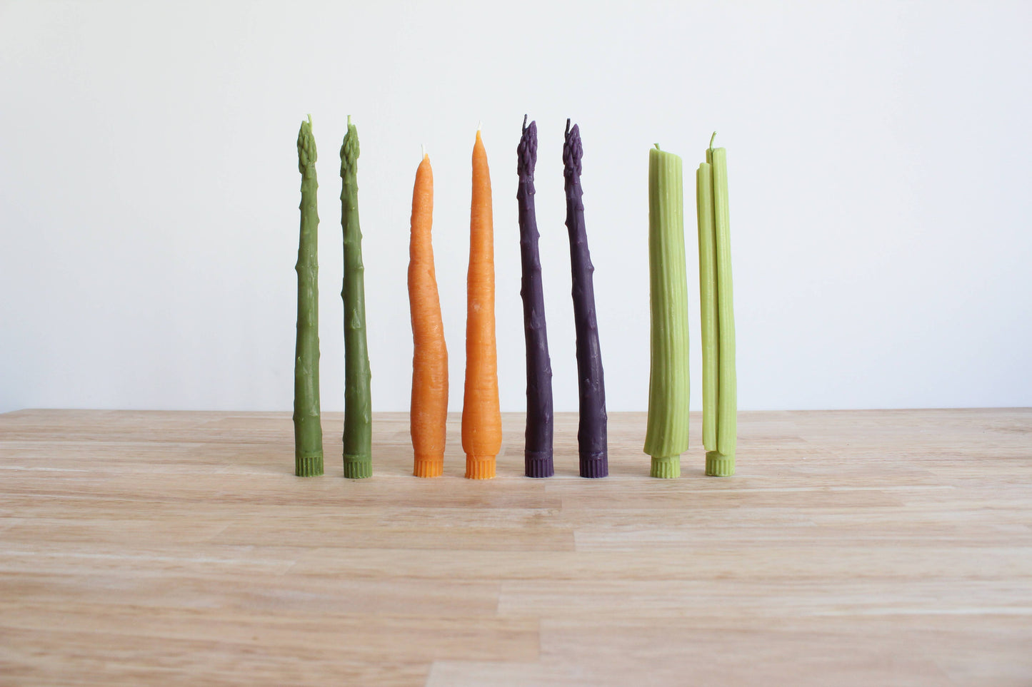 Purple Asparagus Beeswax Taper Candles | Set of 2