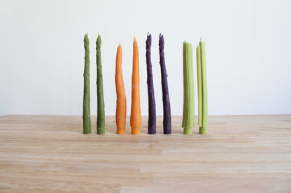 Purple Asparagus Beeswax Taper Candles | Set of 2