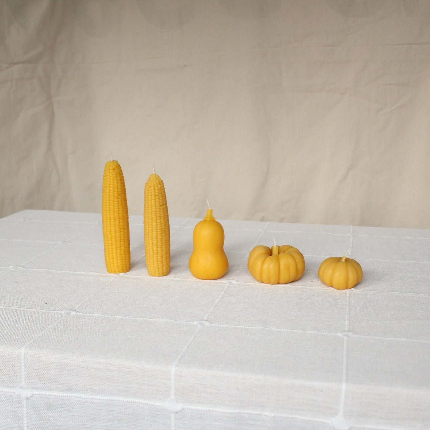 Sweet Maíz Fall Harvest Table Beeswax Candles | Pumpkins, Corn, Squash