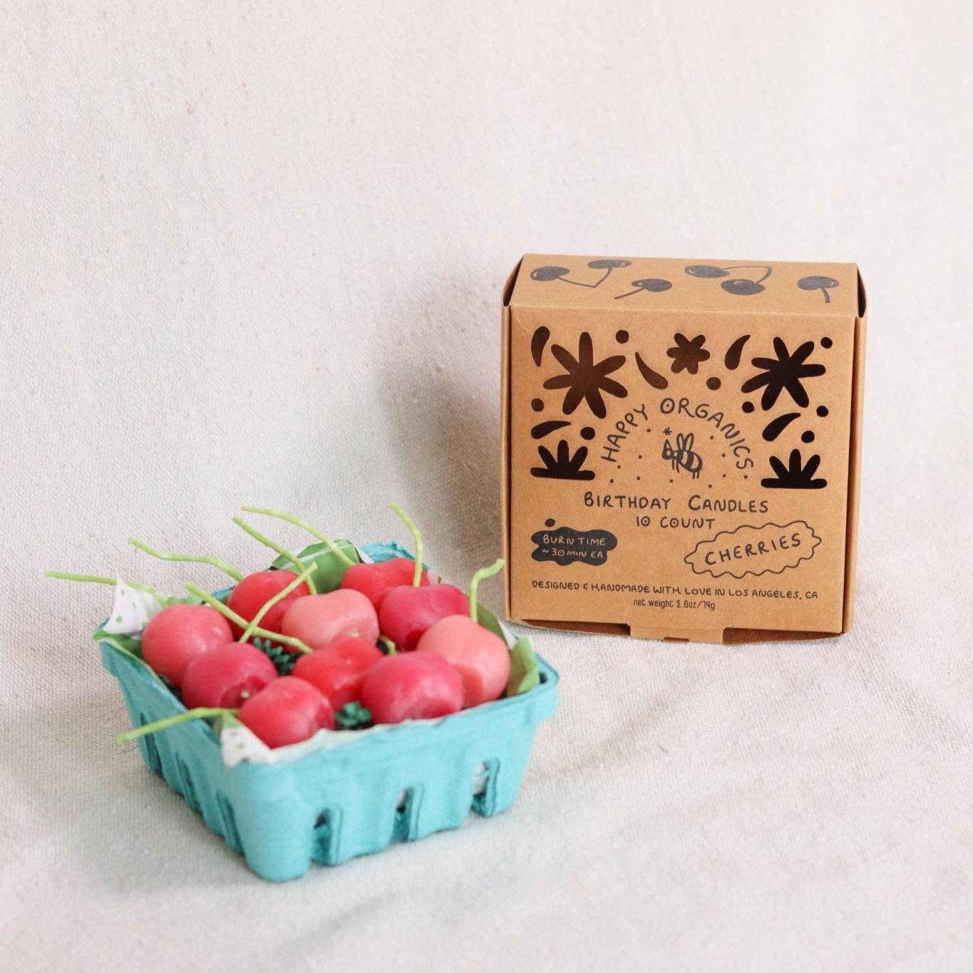 Pink Cherry Beeswax Birthday Candles