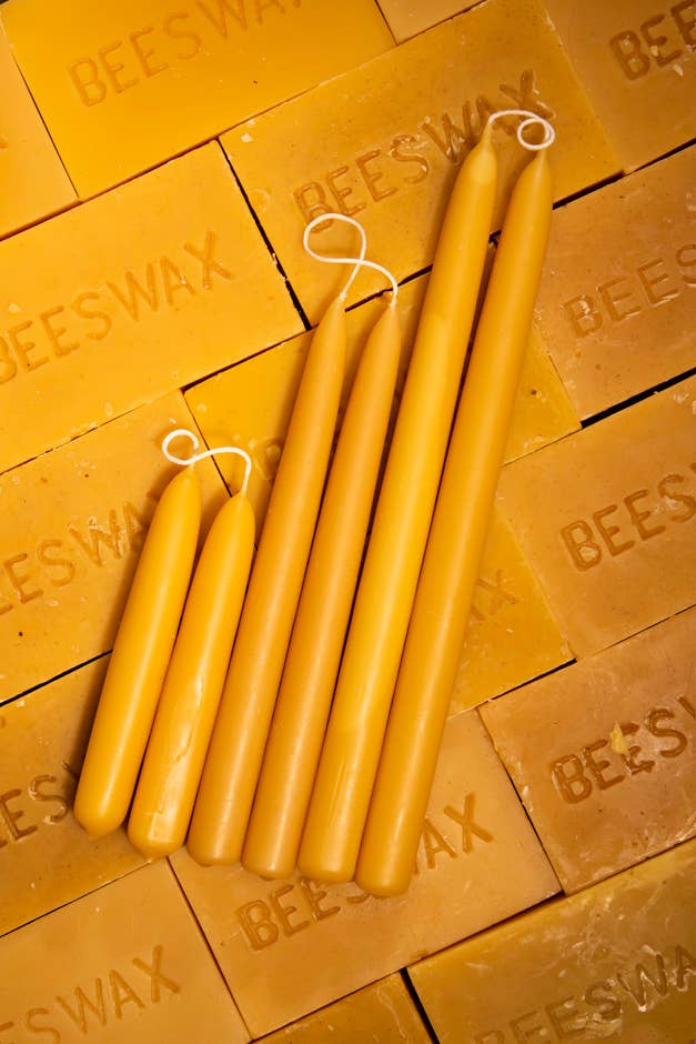 Hand-Dipped Beeswax Taper Candles | Set of 2