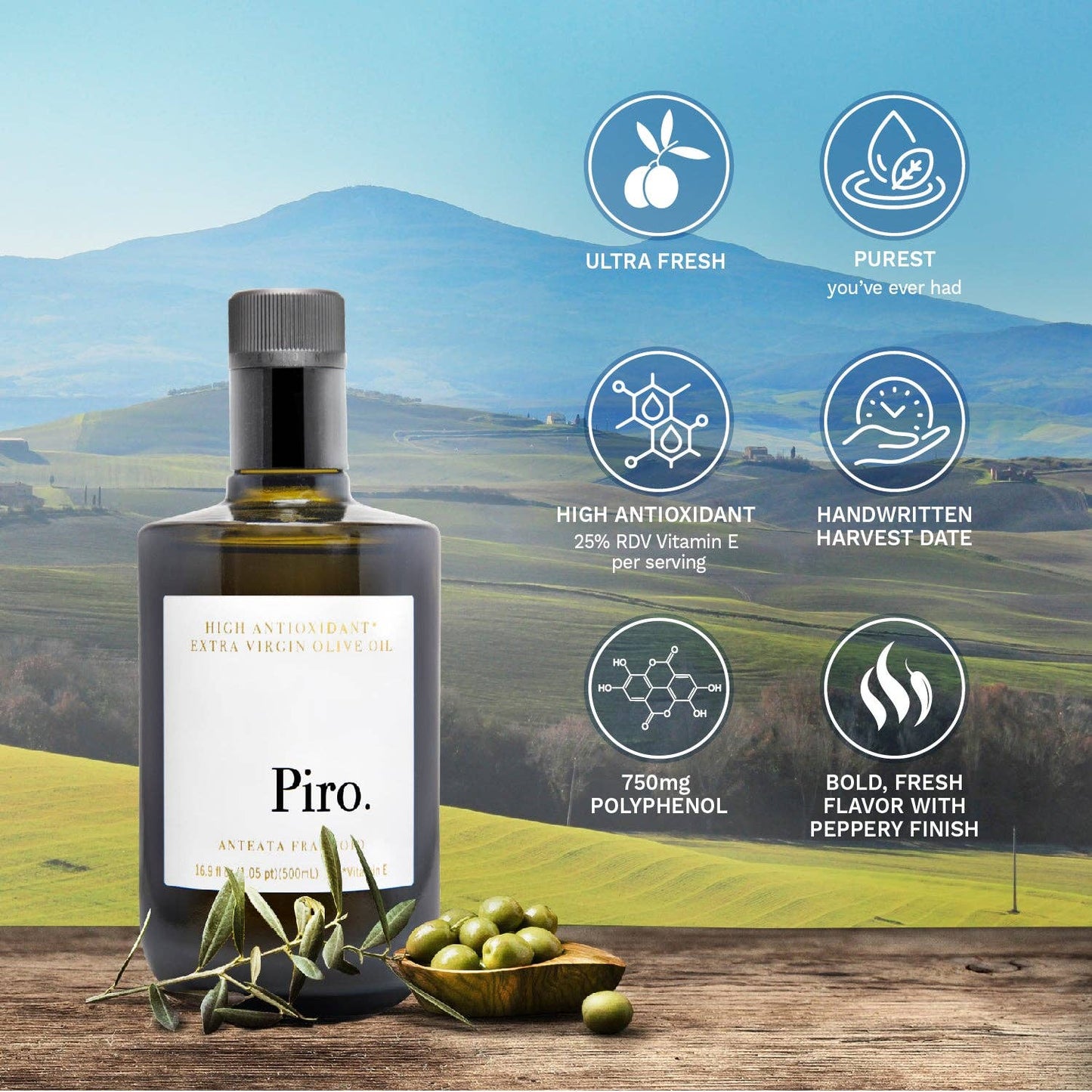 Extra Virgin Olive Oil | High Antioxidant + Polyphenol