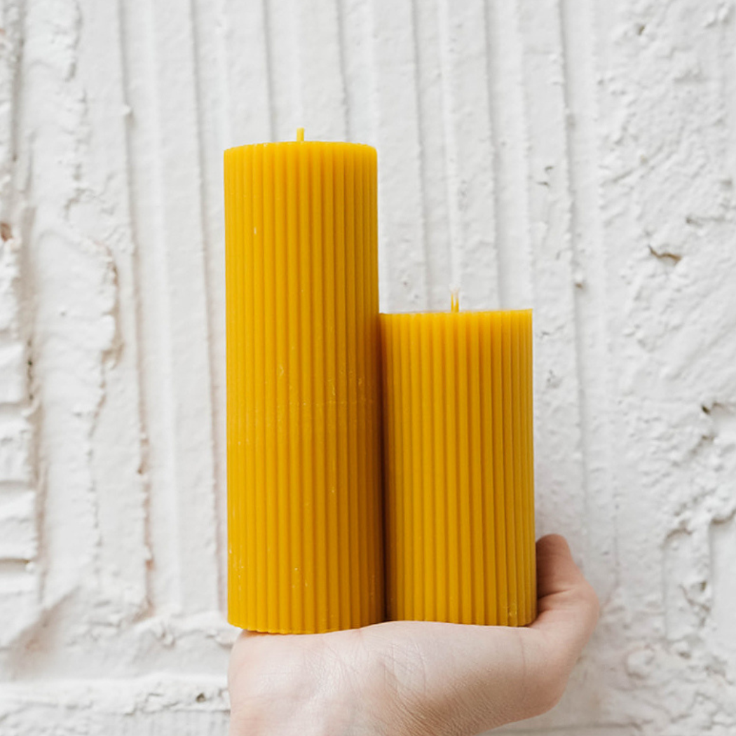 Salt Beeswax Pillar Candle