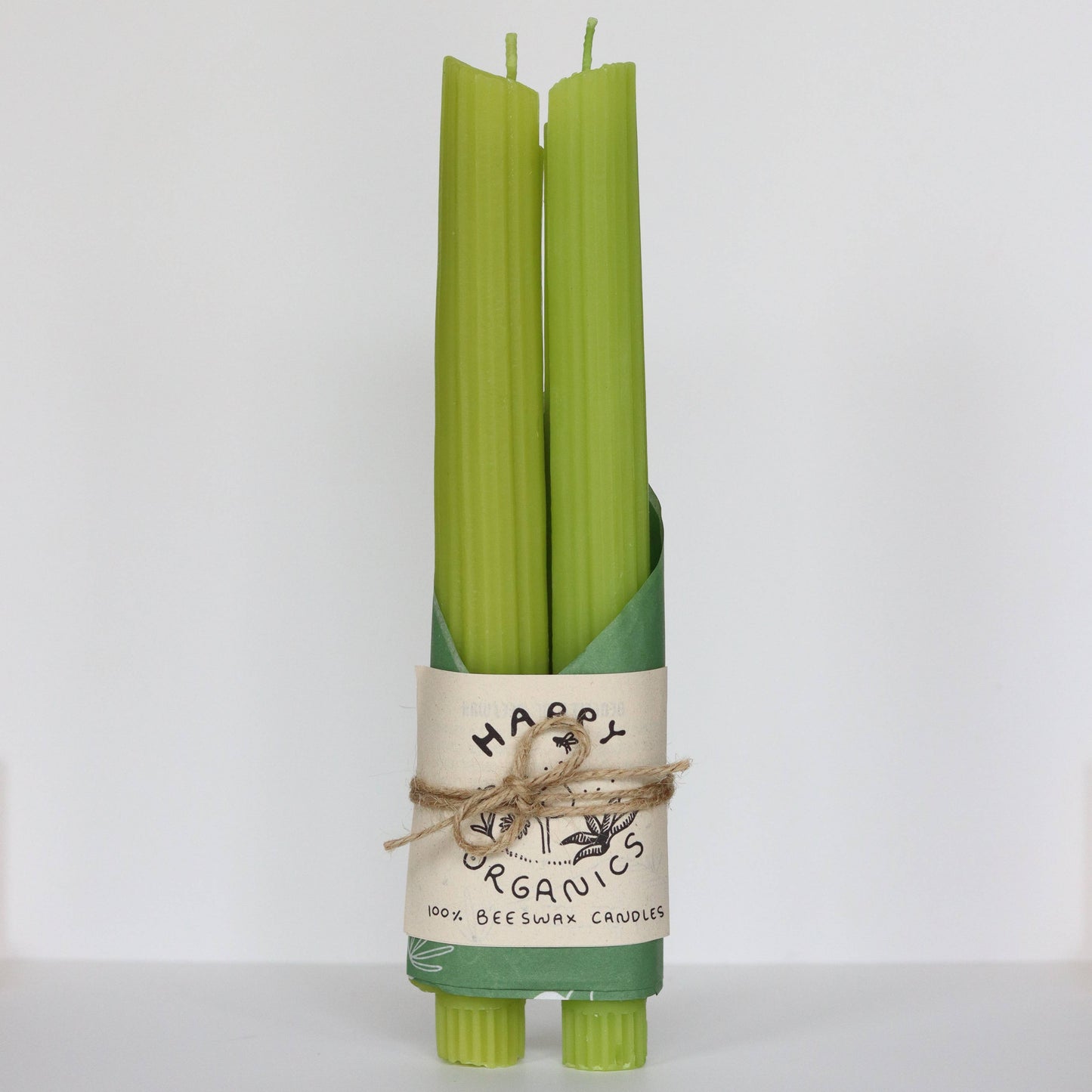 Celery Taper Beeswax Candles | Set of 2