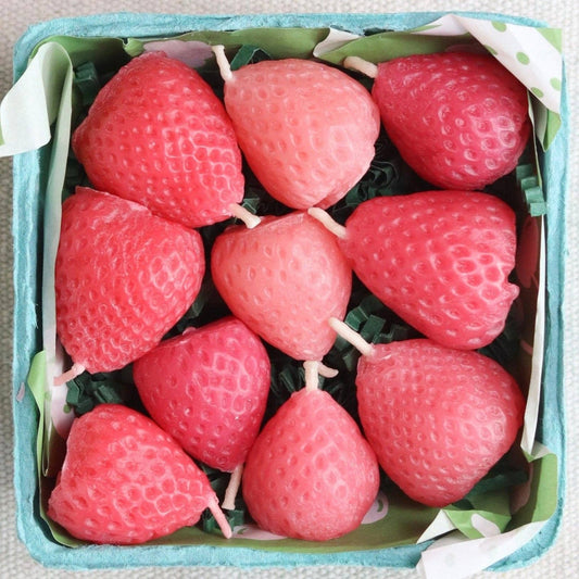 Pink Strawberry  Beeswax Birthday Candles