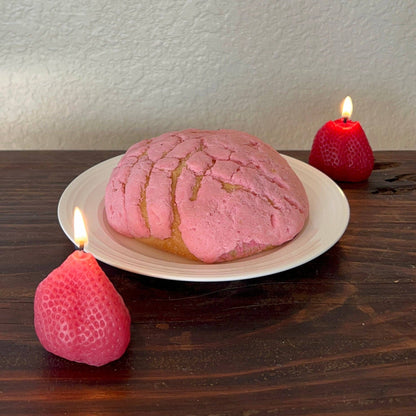 Pink Strawberry Beeswax Candles | Set of 2 Tealight Candles