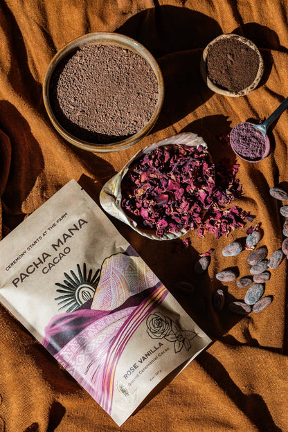 Rose Vanilla Ceremonial Cacao Blend | Ground Cacao Paste