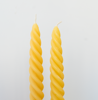 Spiral Beeswax Taper Candles | Set of 2