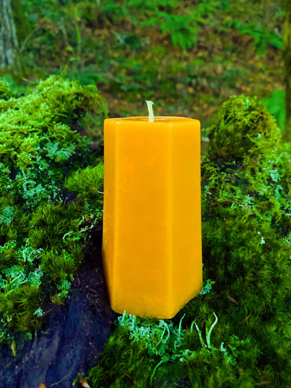 Hexagon Beeswax Pillar Candle