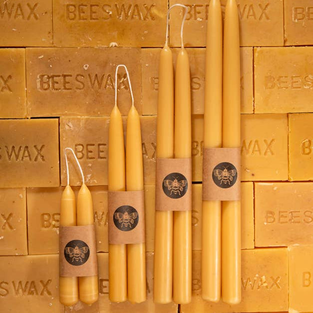 Hand-Dipped Beeswax Taper Candles | Set of 2