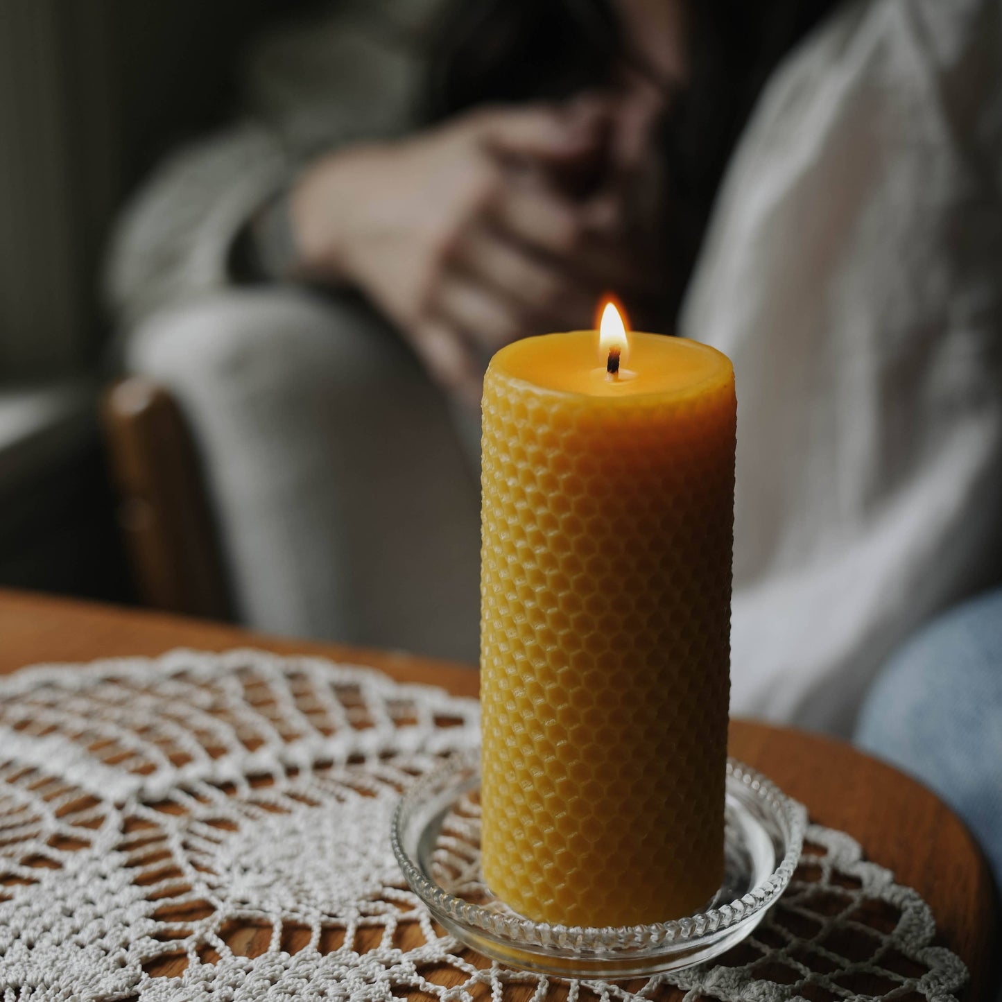Winnie Beeswax Pillar Candle