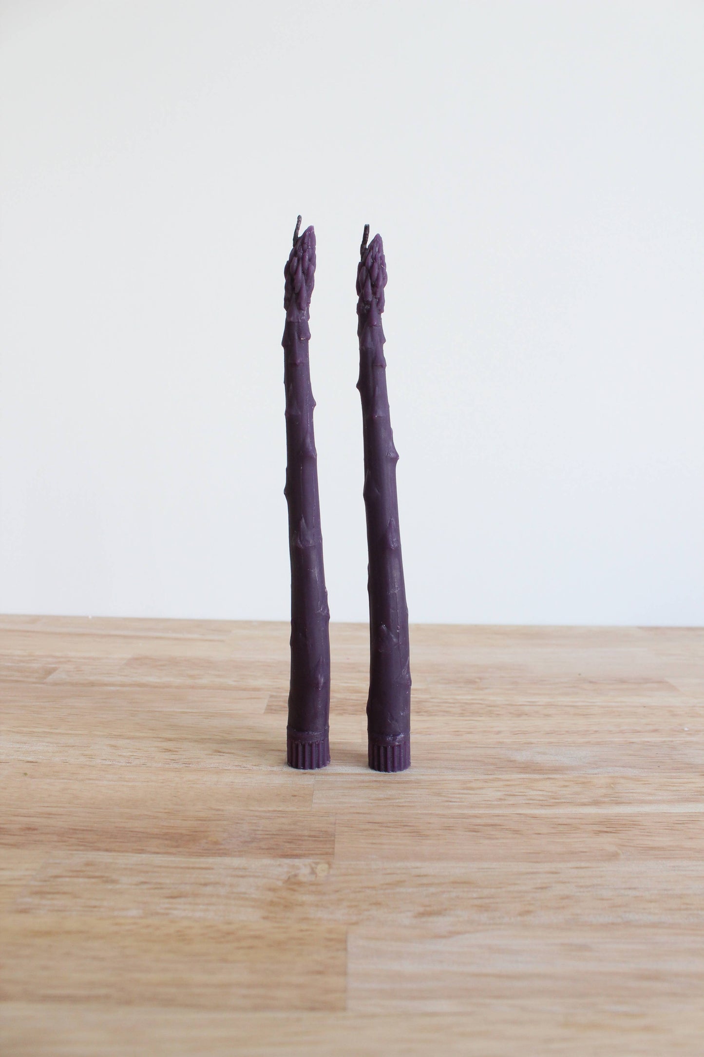 Purple Asparagus Beeswax Taper Candles | Set of 2