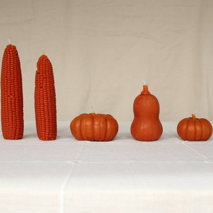 Maple Leaf Fall Harvest Table Beeswax Candles | Pumpkins, Corn, Squash