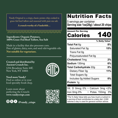Vandy Crisps | Organic, Tallow Potato Chips