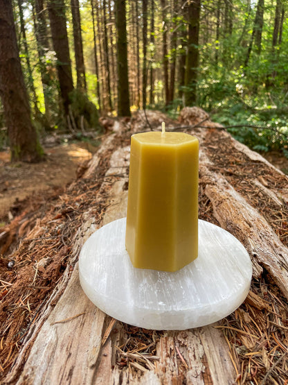 Hexagon Beeswax Pillar Candle