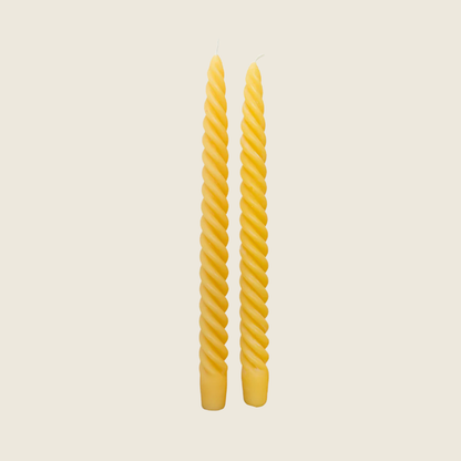 Spiral Beeswax Taper Candles | Set of 2