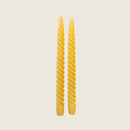 Spiral Beeswax Taper Candles | Set of 2