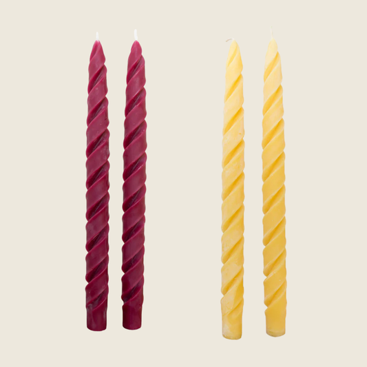 Twist Beeswax Taper Candles | Set of 2