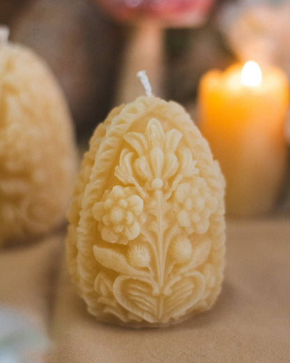Carved Egg Beeswax Candle